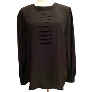 Vintage Black Silky Long Sleeve Blouse